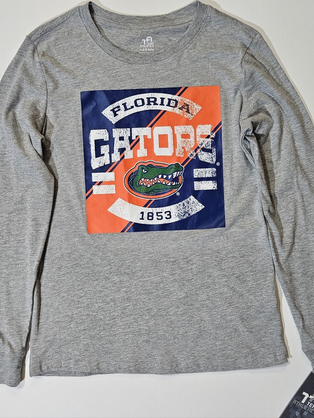 NWT Florida Gators T-shirt Boys 12 Grey Blue Orange Logo Team Athletics Tee